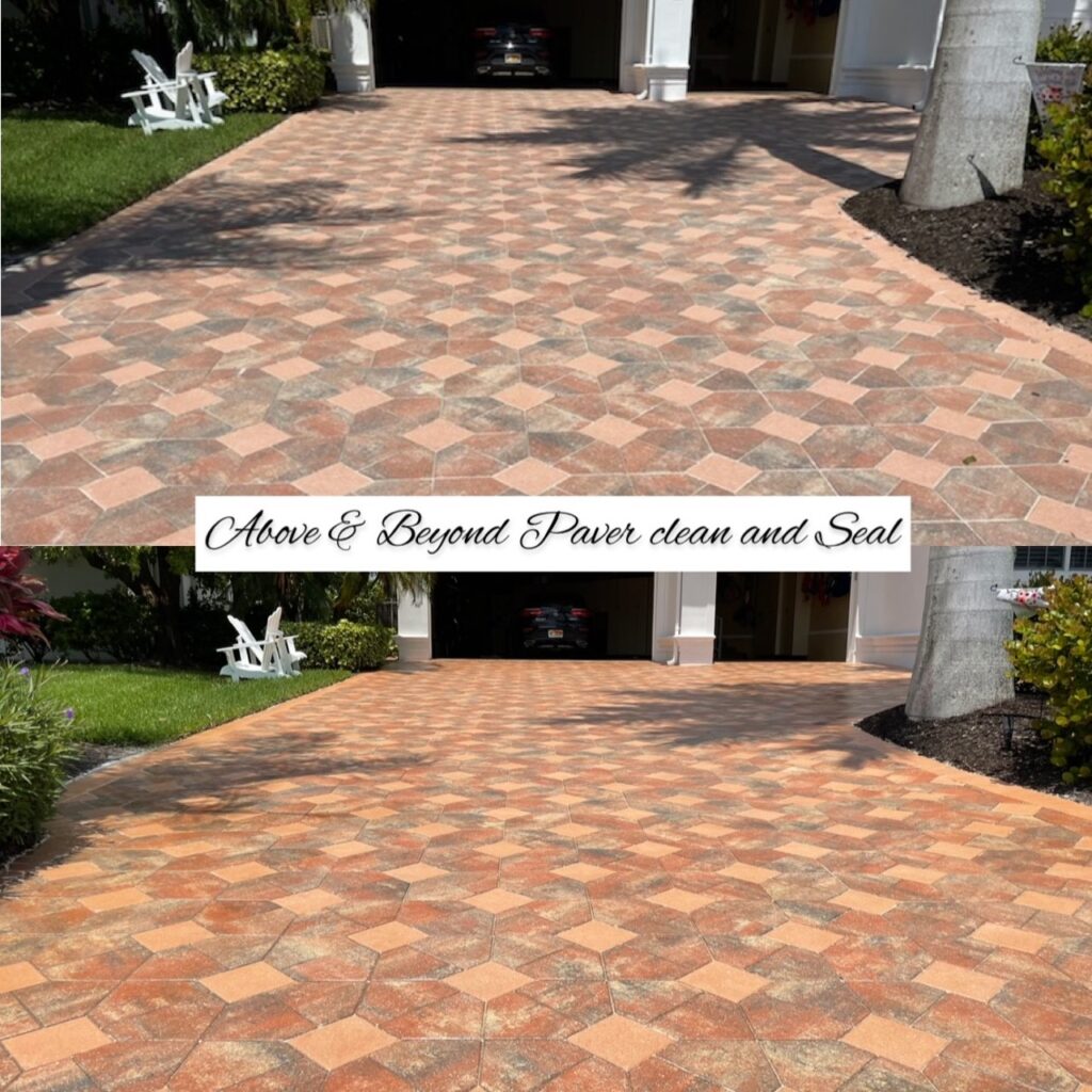 Paver Sealing 2 Paver Sealing before and after